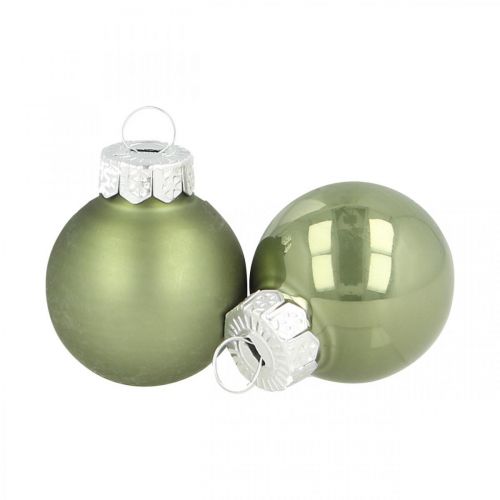 Floristik24 Mini bolas navideñas cristal verde brillo/mate Ø2,5cm 24 piezas