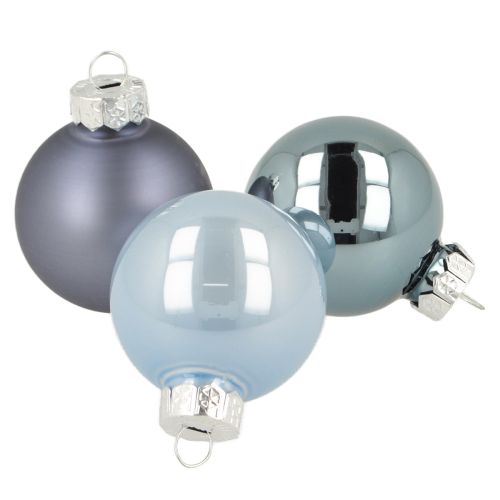 Mini bolas navideñas de cristal azul mate metalizado Ø4cm 24 uds