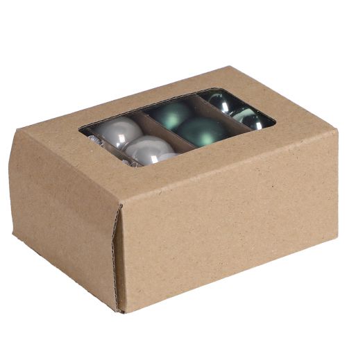 Mini bolas navideñas cristal verde nácar gris Ø3cm 22 piezas | Floristik24.es
