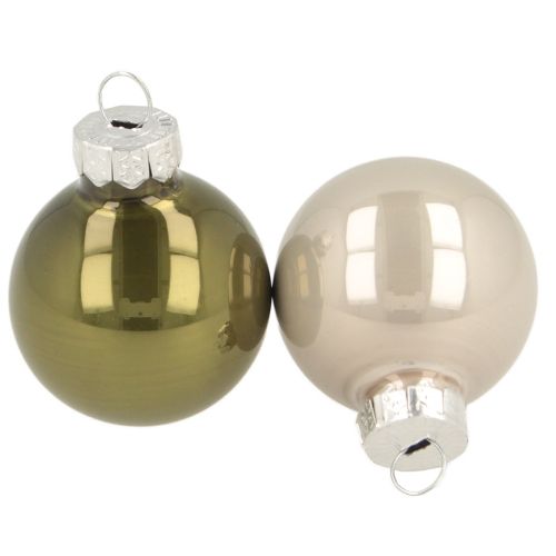 Mini bolas navideñas de cristal verde plata gris Ø3cm 22uds