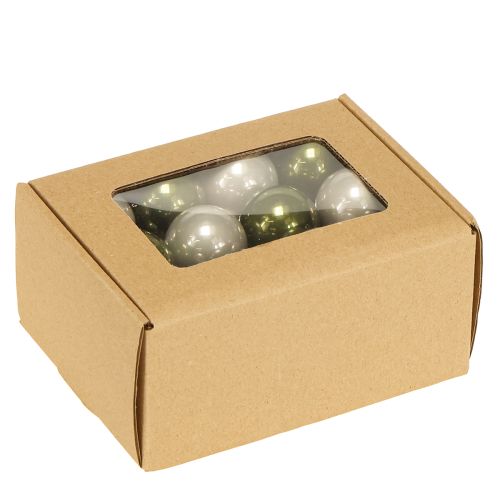 Artículo Mini bolas navideñas de cristal verde plata gris Ø3cm 22uds