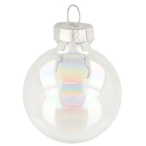 Mini bolas navideñas de cristal iridiscente transparente 3 cm 22 piezas
