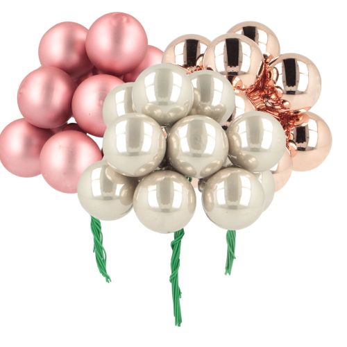 Mini bolas navideñas de cristal rosa crema Ø25mm 140 uds