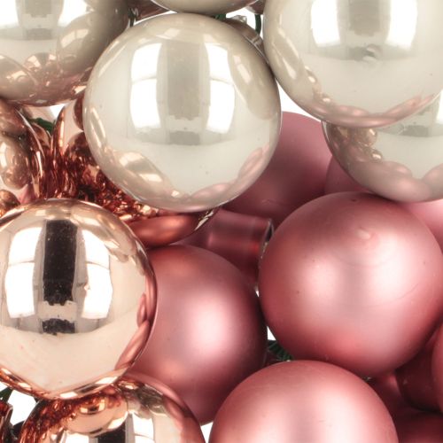 Artículo Mini bolas navideñas de cristal rosa crema Ø25mm 140 uds