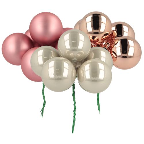 Mini bolas navideñas de cristal rosa gris alambre Ø40mm 32 uds