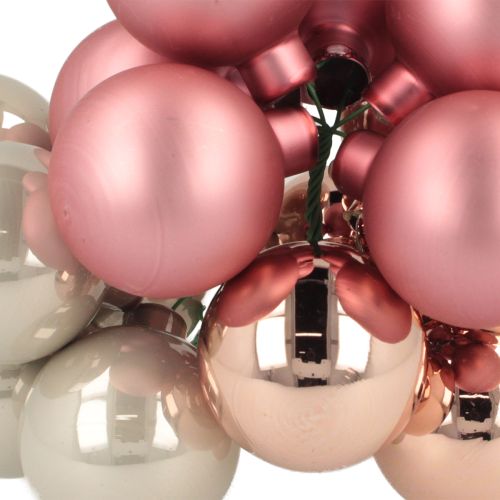 Artículo Mini bolas navideñas de cristal rosa gris alambre Ø40mm 32 uds