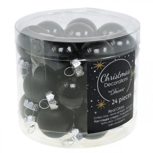 Artículo Mini bolas navideñas cristal negro brillo/mate Ø2,5cm 24 uds