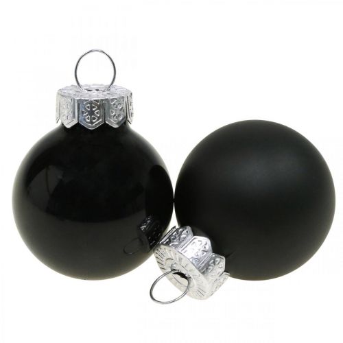 Mini bolas navideñas cristal negro brillo/mate Ø2,5cm 24p