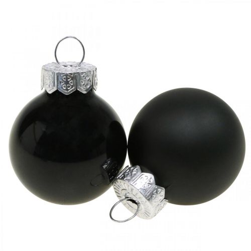 Mini bolas navideñas cristal negro brillo/mate Ø2,5cm 24 uds