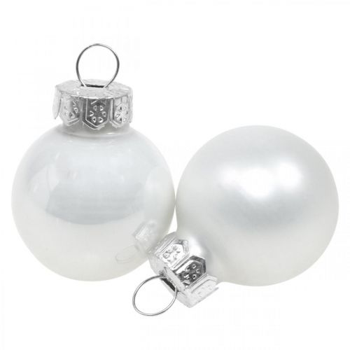 Floristik24 Mini bolas navideñas cristal blanco brillo/mate Ø2,5cm 24 piezas