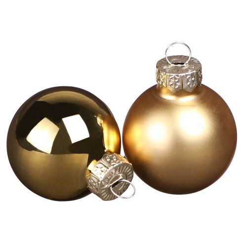 Artículo Mini bolas navideñas de cristal en oro mate brillo Ø3cm 22uds