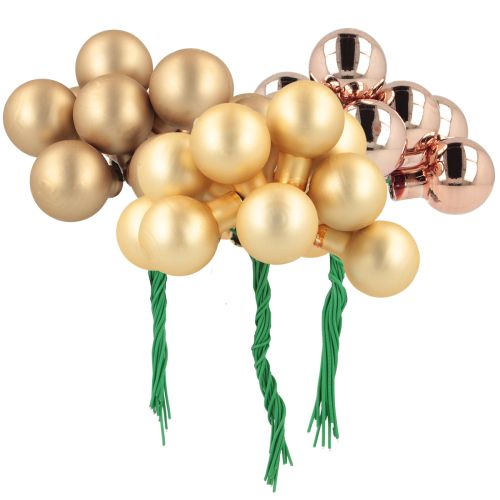 Floristik24 Mini bolas navideñas doradas con efecto espejo rosa, bayas, 2 cm, 140 unidades