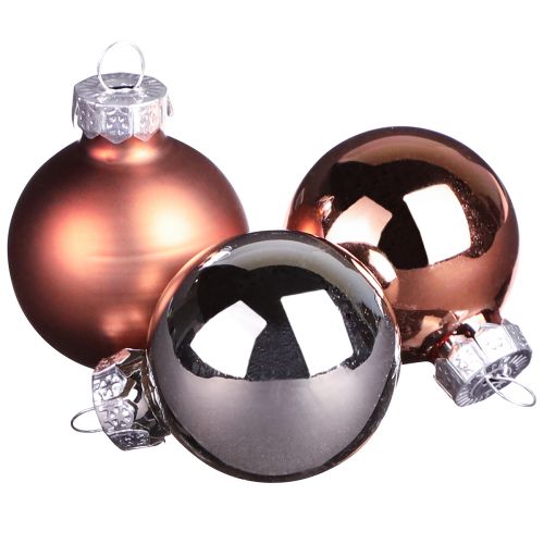Artículo Mini bolas navideñas plata albaricoque vaso Ø3cm 22uds