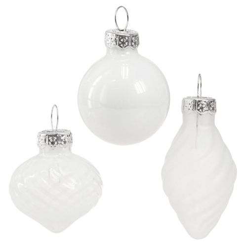 Mini bolas navideñas bolas de árbol blancas cristal 3cm 9uds