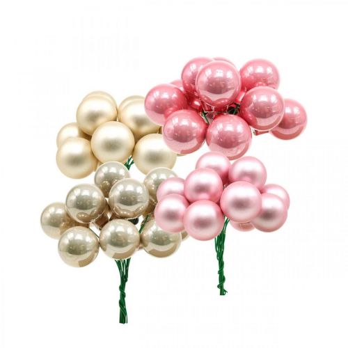 Floristik24 Mini bolas navideñas en alambre Ø20mm cristal rosa 140p