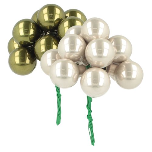 Floristik24 Mini bolas navideñas en alambre de cristal color crema plata 2,5cm 140 uds