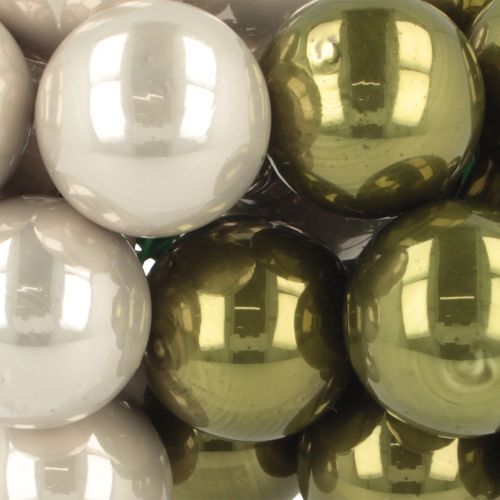 Artículo Mini bolas navideñas en alambre de cristal color crema plata 2,5cm 140 uds