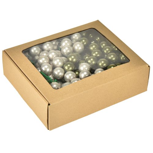 Artículo Mini bolas navideñas en alambre de cristal color crema plata 2,5cm 140 uds