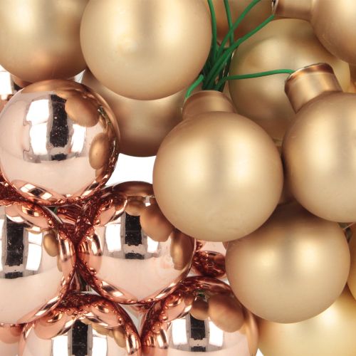 Artículo Mini bolas navideñas en alambre de cristal rosado dorado Ø25mm 140 uds