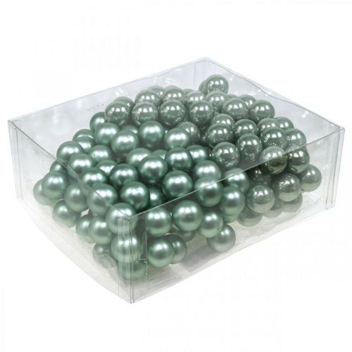 Floristik24 Mini bolas navideñas en alambre menta espejo bayas 20mm 140p