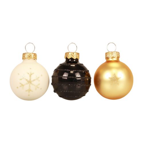 Artículo Mini bolas navideñas cristal blanco negro oro Ø3cm 9 piezas