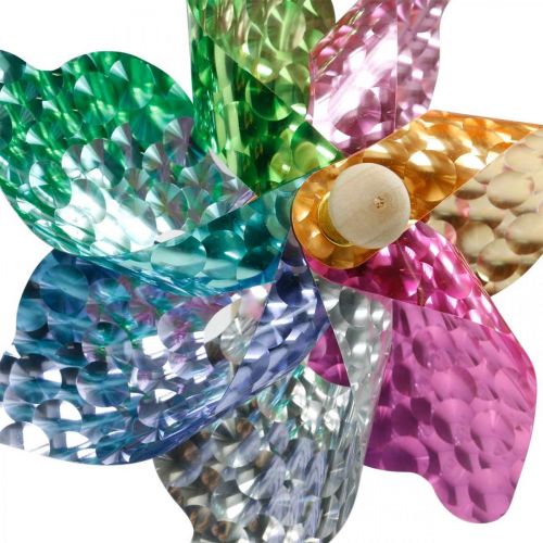 Floristik24 Molino de viento, decoración de verano, molinillo en un palo, colorido, decoración para fiestas de cumpleaños infantiles Ø16cm 4 piezas