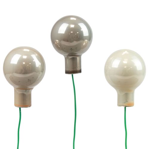 Artículo Mini bolas navideñas cristal gris crema espejo bayas Ø25mm 140 piezas