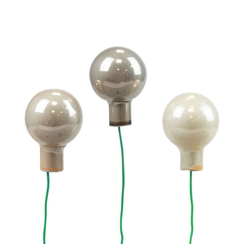 Artículo Mini bolas navideñas sobre alambre vidrio crema gris Ø2cm 140 piezas