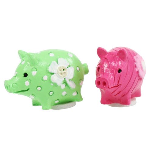 Floristik24 Mini cerdos de la suerte de color 2,5cm 45pcs