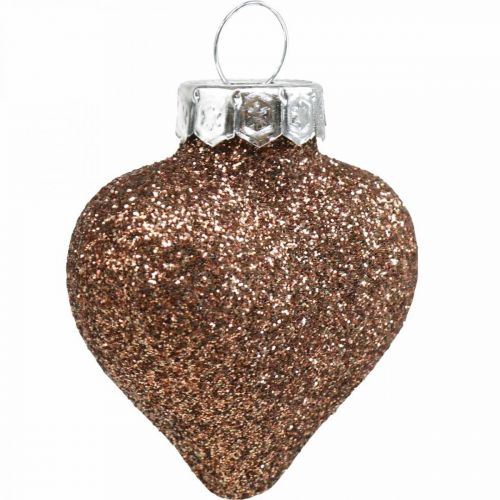 Floristik24 Mini árbol de Navidad decoración mezcla vidrio marrón clasificado 4cm 12pcs