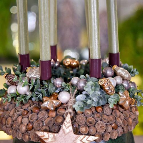 Floristik24 Mini árbol de Navidad decoración mezcla vidrio marrón clasificado 4cm 12pcs