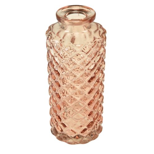 Floristik24 Mini jarrón de vidrio con aspecto de cristal de diamante marrón Al. 13,5 cm 4 piezas