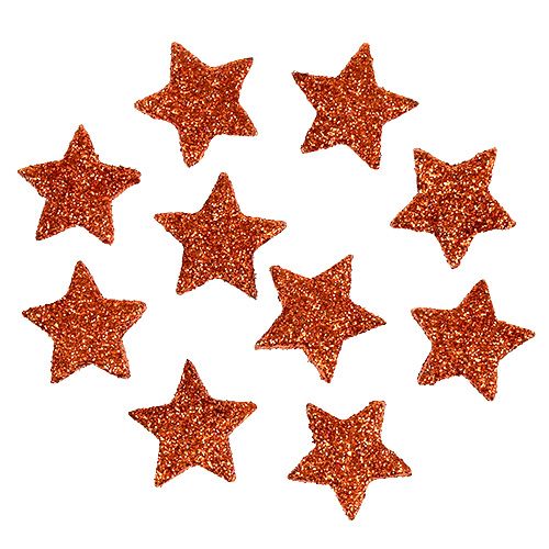 Floristik24 Mini estrella con purpurina naranja 2,5cm 48 piezas