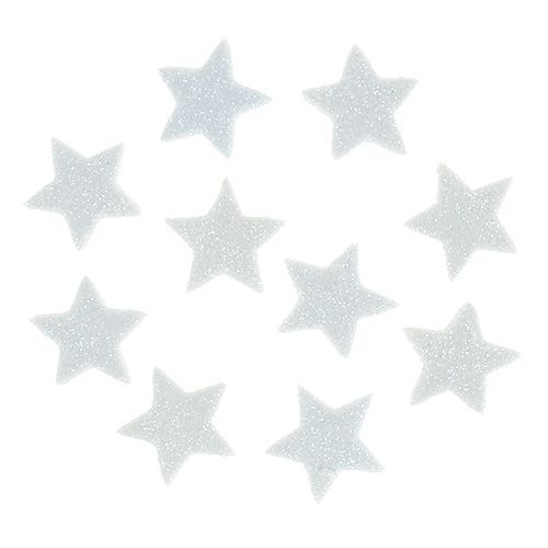 Floristik24 Mini glitter star 2,5cm blanco 48pcs