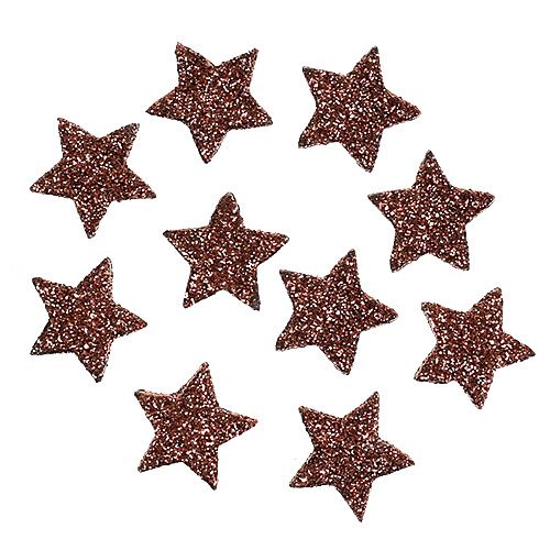 Floristik24 Mini estrella de brillo para untar marrón 2,5cm 48pcs