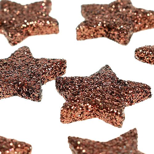 Artículo Mini estrella de brillo para untar marrón 2,5cm 48pcs