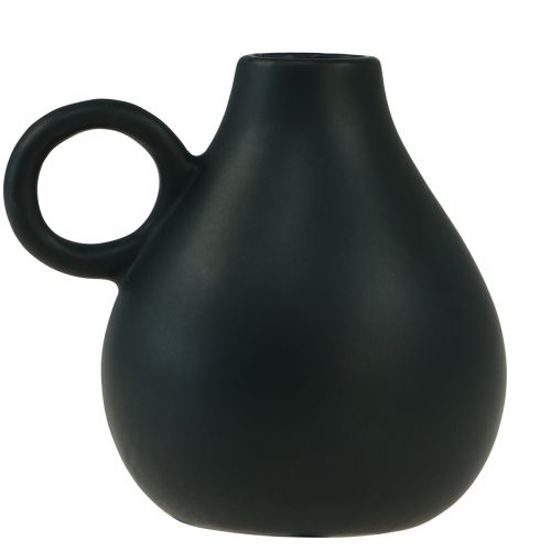Floristik24 Mini jarrón de cerámica con mango negro, decoración de cerámica Al 8,5 cm