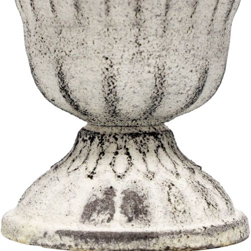 Floristik24 Mini Jarrón Taza Cáliz Metal Blanco Gris Antiguo Ø8cm H8cm