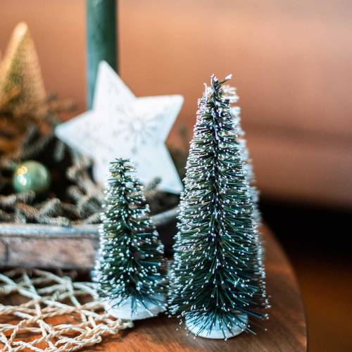 Artículo Mini decoración para árbol de Navidad Árbol de Navidad con nieve 10cm 4 piezas