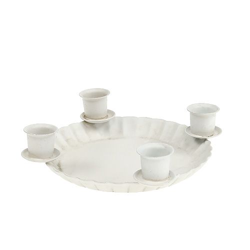 Floristik24 Mini plato con 4x candelabro de árbol Ø10cm crema