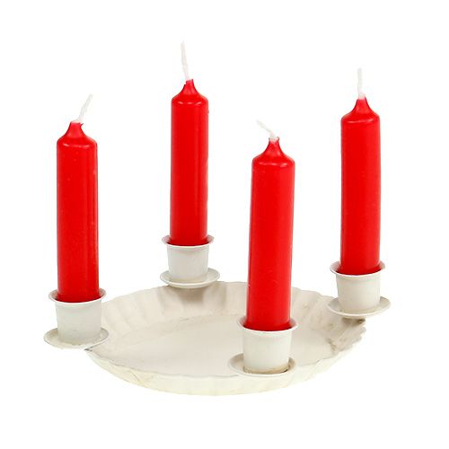 Floristik24 Mini plato con 4x candelabro de árbol Ø10cm crema