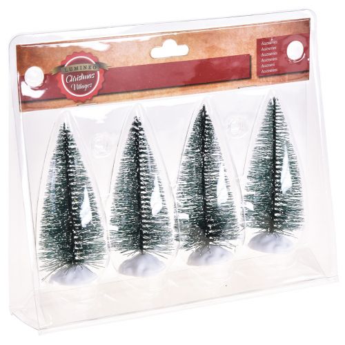 Artículo Mini decoración para árbol de Navidad Árbol de Navidad con nieve 10cm 4 piezas