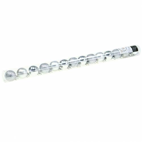 Artículo Mini bola navideña plateada Ø3cm 14 piezas