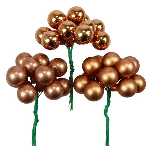 Mini bolas navideñas sobre alambre vidrio naranja Ø2cm 140 piezas