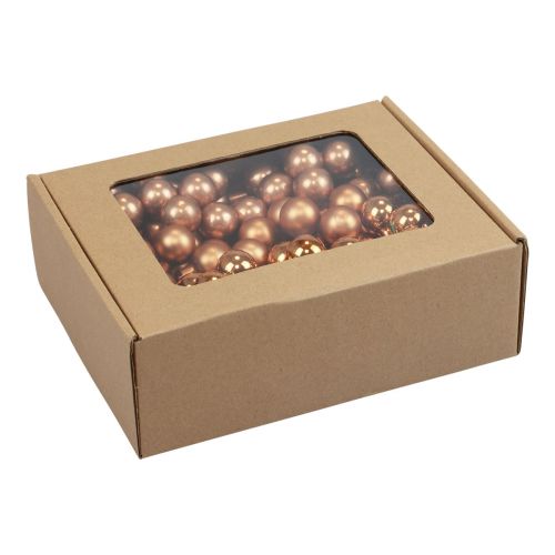 Artículo Mini bolas navideñas sobre alambre vidrio naranja Ø2cm 140 piezas