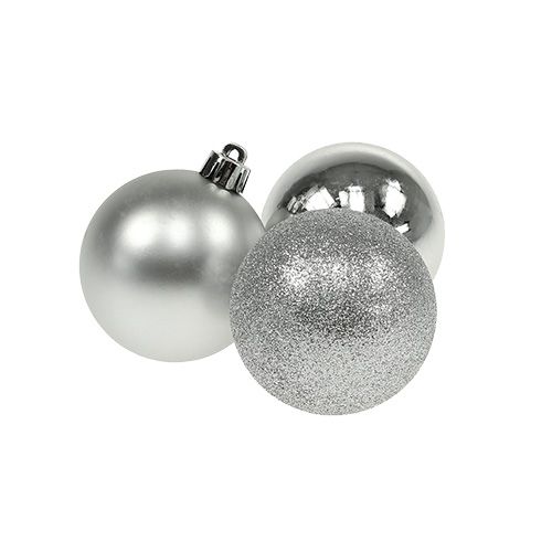 Floristik24 Mini bola navideña plateada Ø3cm 14 piezas
