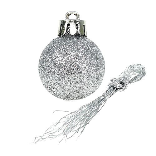 Artículo Mini bola navideña plateada Ø3cm 14 piezas