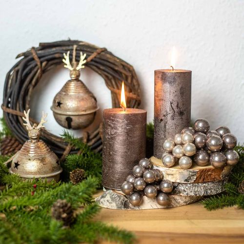 Floristik24 Mini bola de Navidad crema, espejo gris bayas cristal Ø20mm 140p