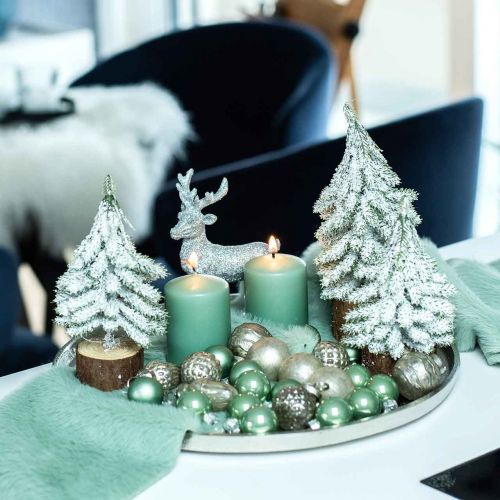 Floristik24 Mini bolas navideñas cristal verde brillo/mate Ø2,5cm 24 piezas