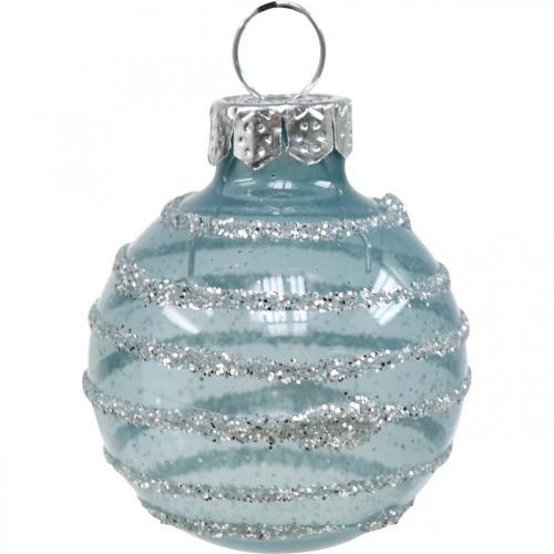 Floristik24 Mini bolas navideñas azul cristal real Ø3cm 9pcs